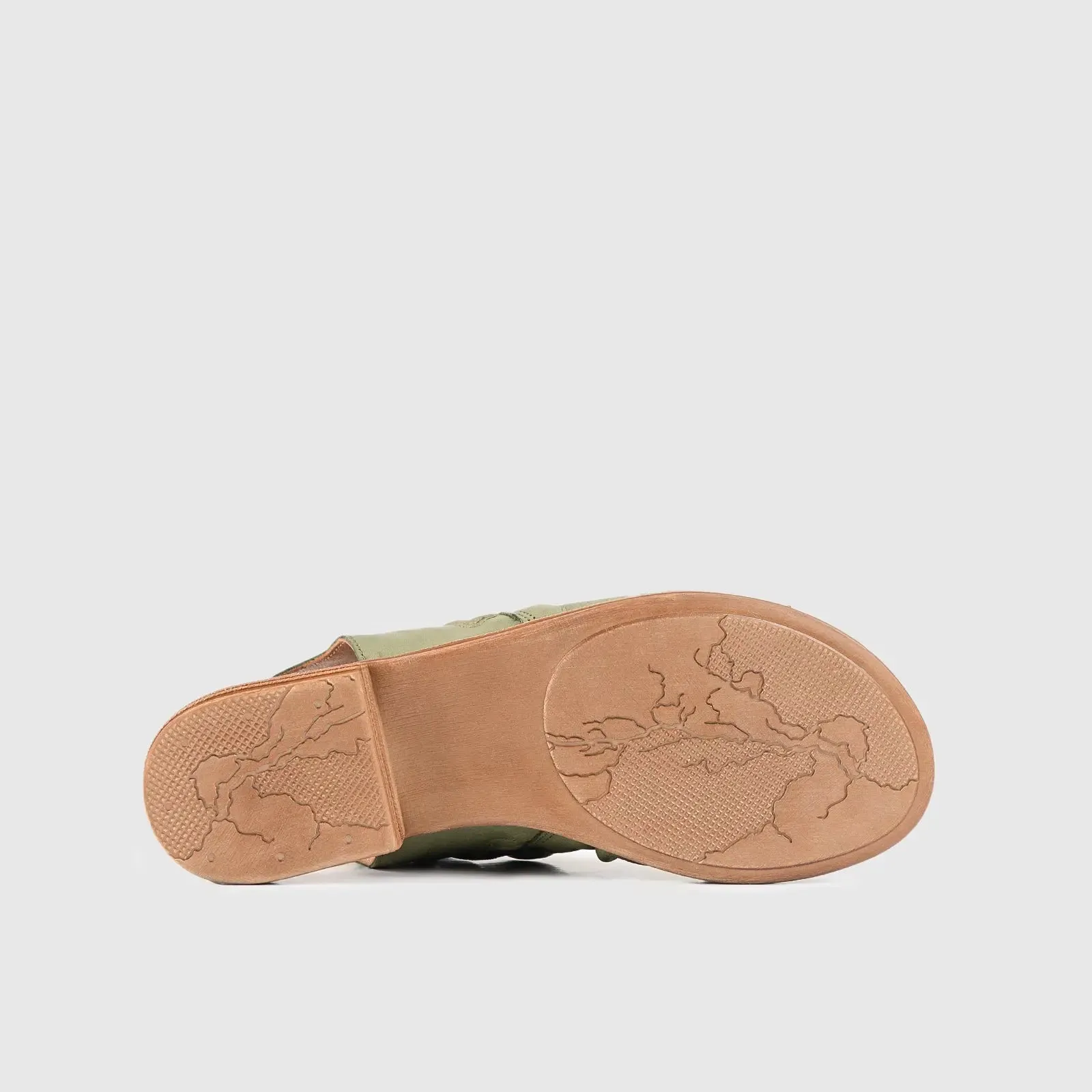 Leather Flat Comfort Sandals Olive 8541