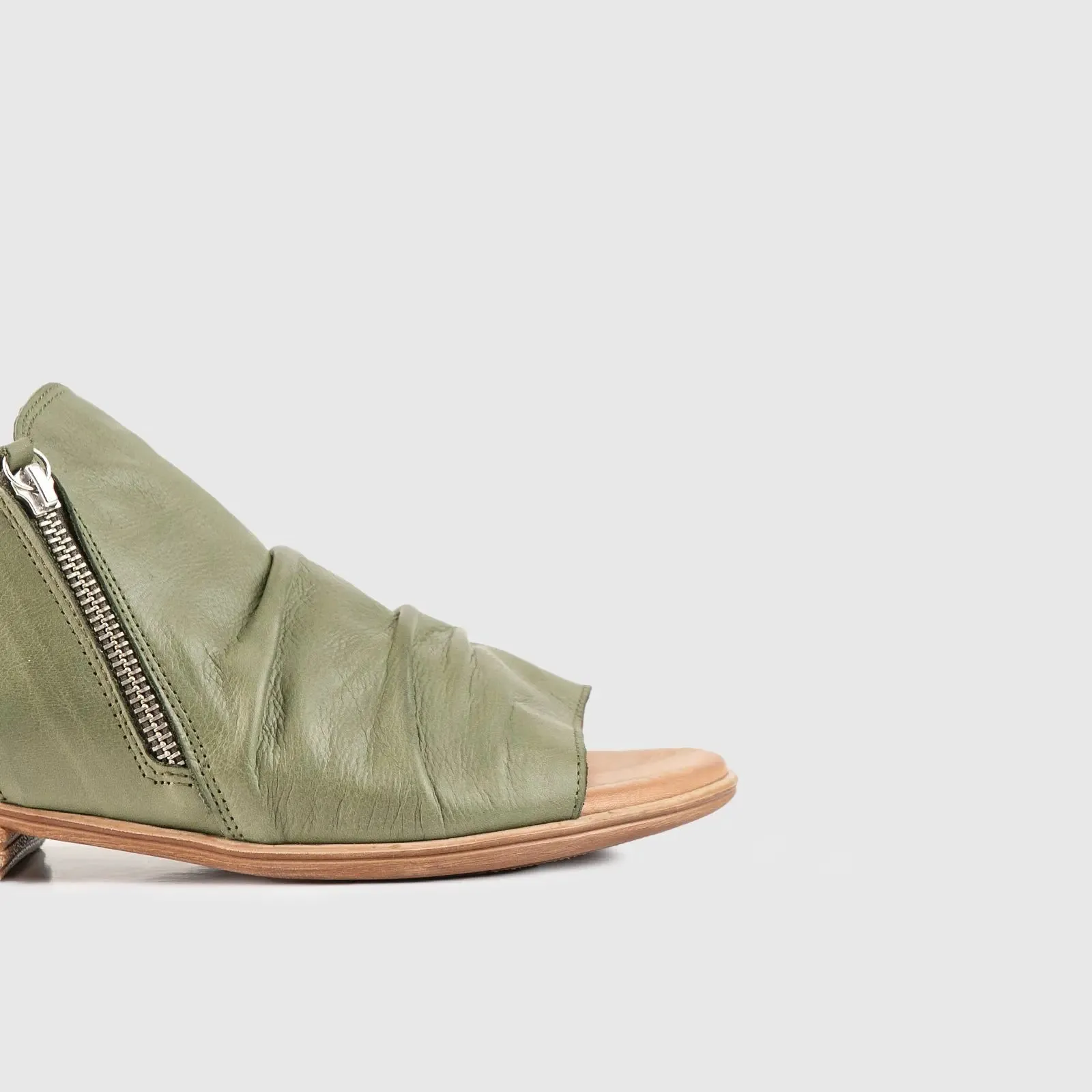 Leather Flat Comfort Sandals Olive 8541