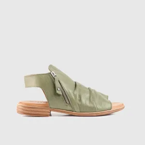 Leather Flat Comfort Sandals Olive 8541
