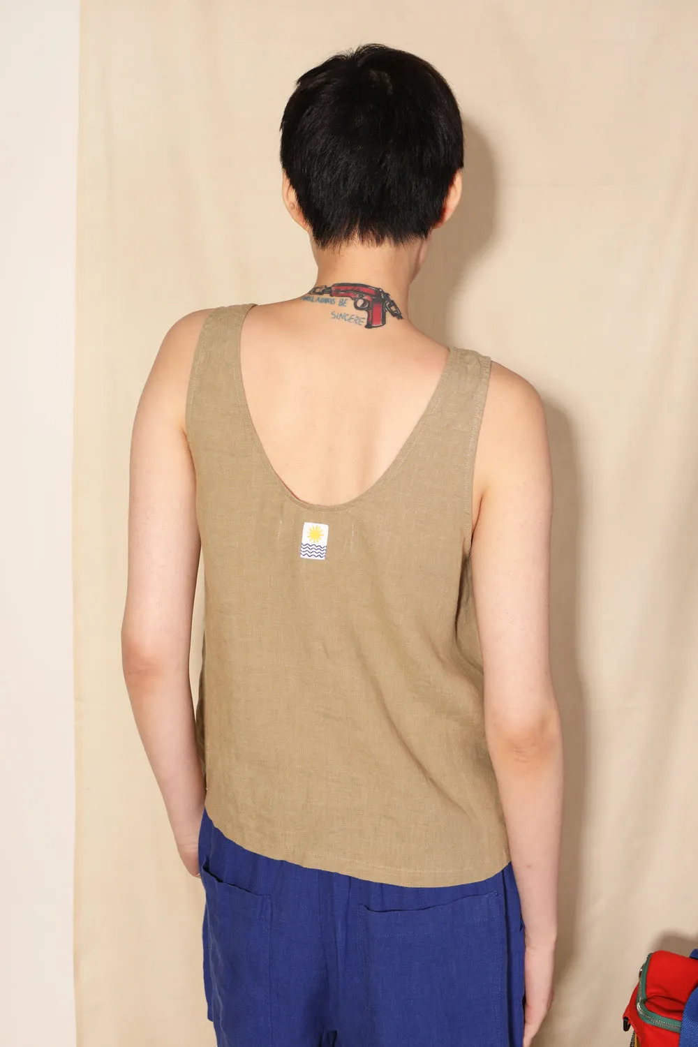L.F.Markey Basic Button Front Tank Stone