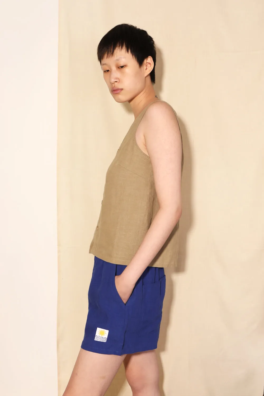 L.F.Markey Basic Button Front Tank Stone