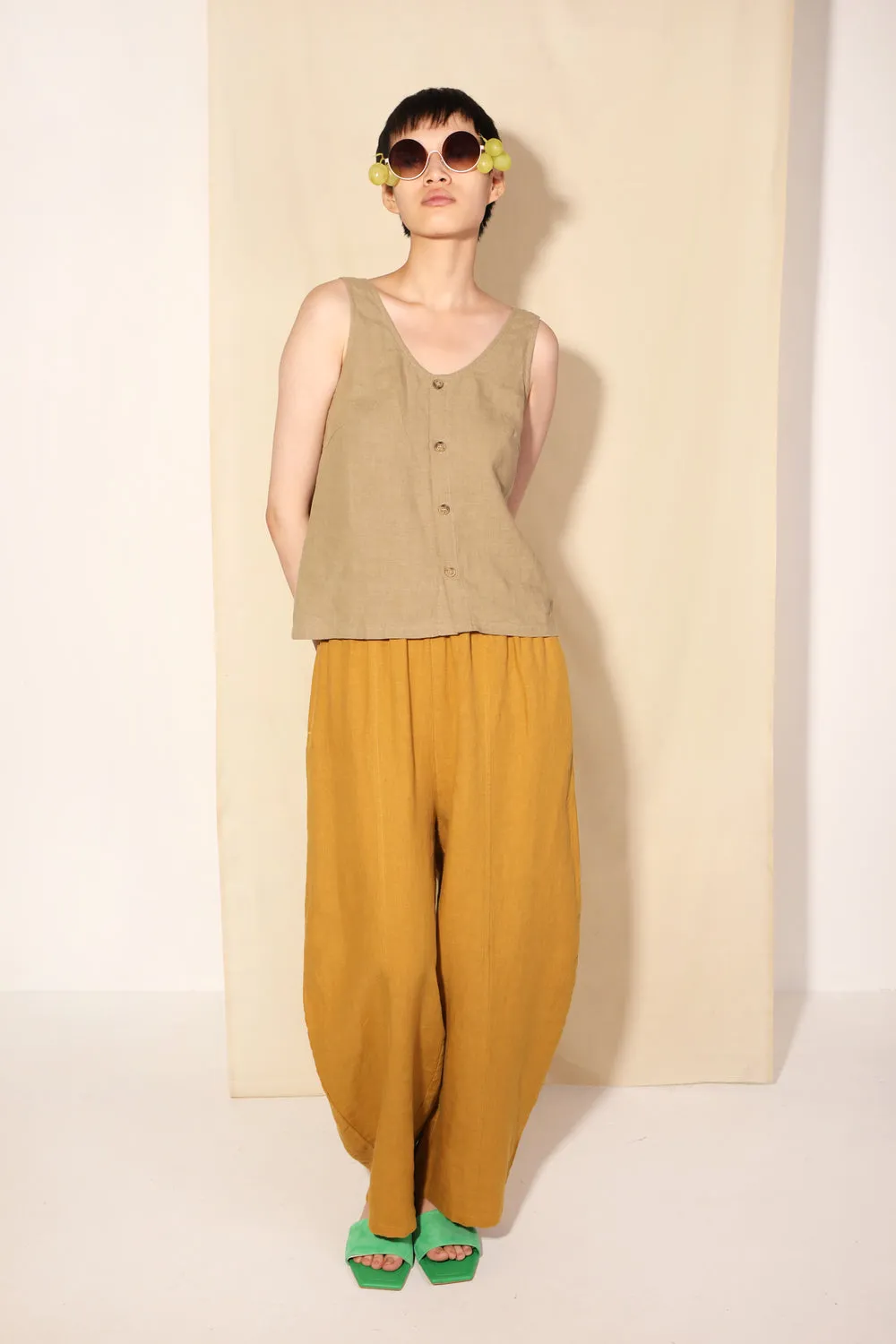 L.F.Markey Basic Button Front Tank Stone