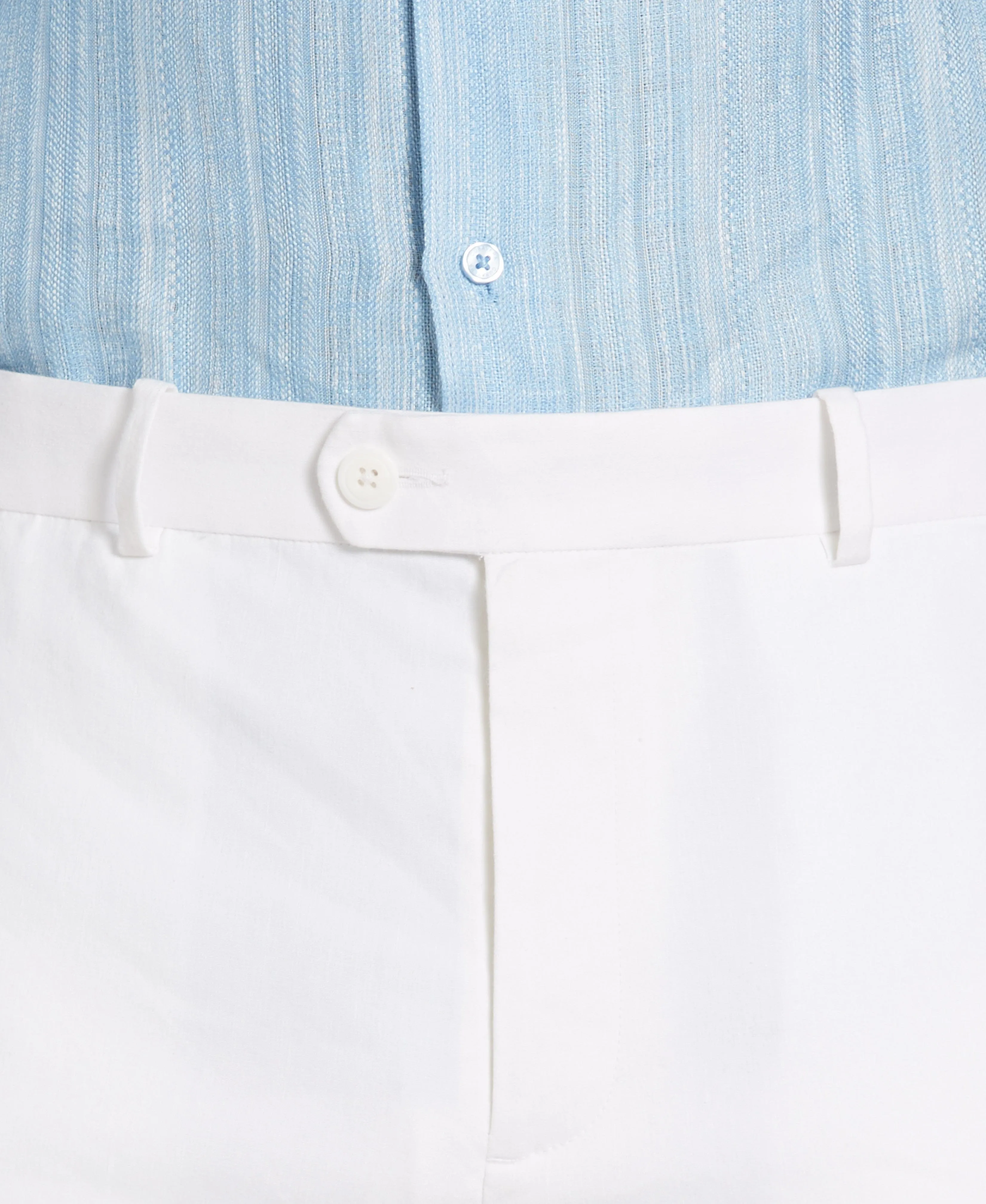 Linen-Blend Stretch Flat-Front Shorts