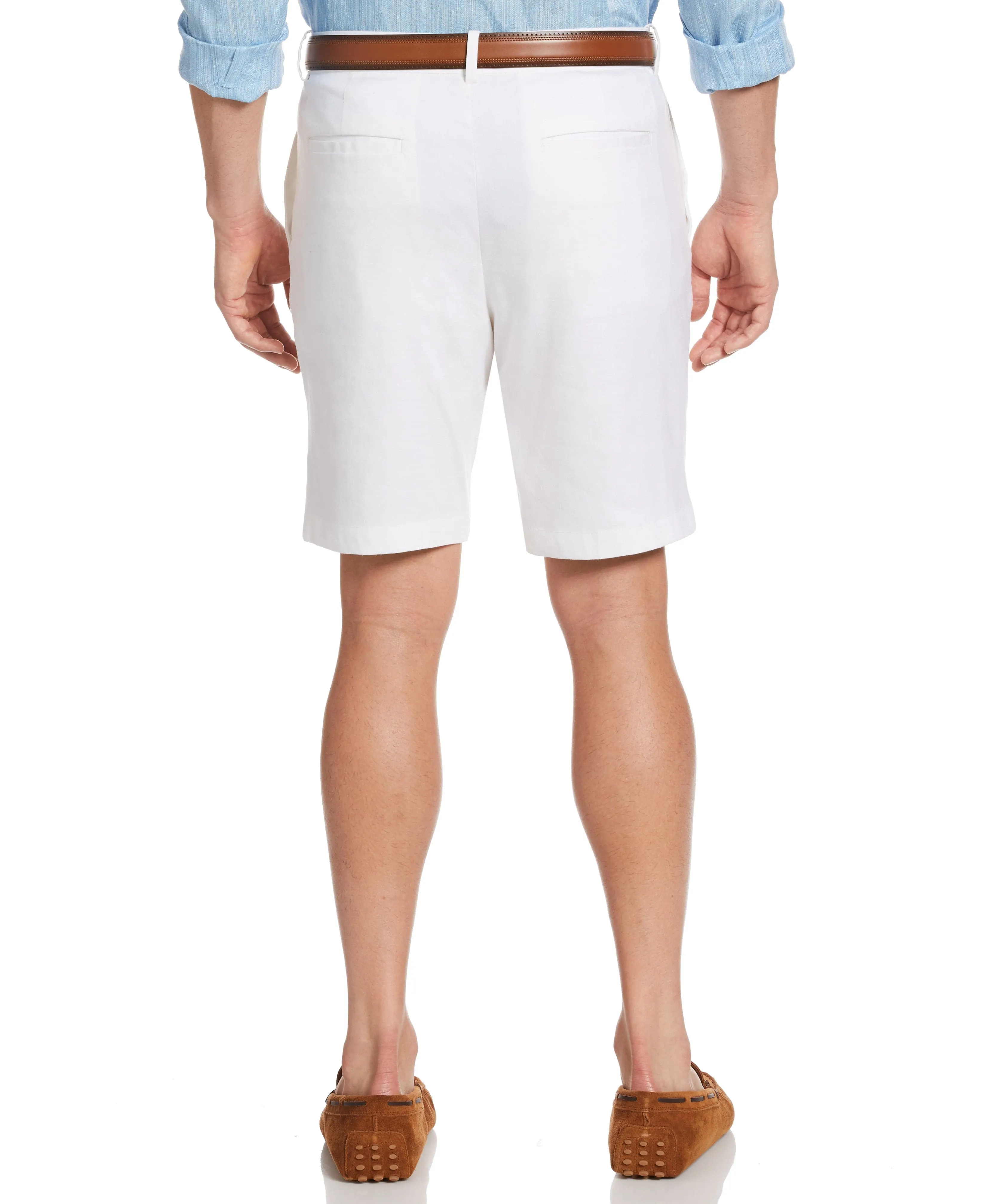 Linen-Blend Stretch Flat-Front Shorts