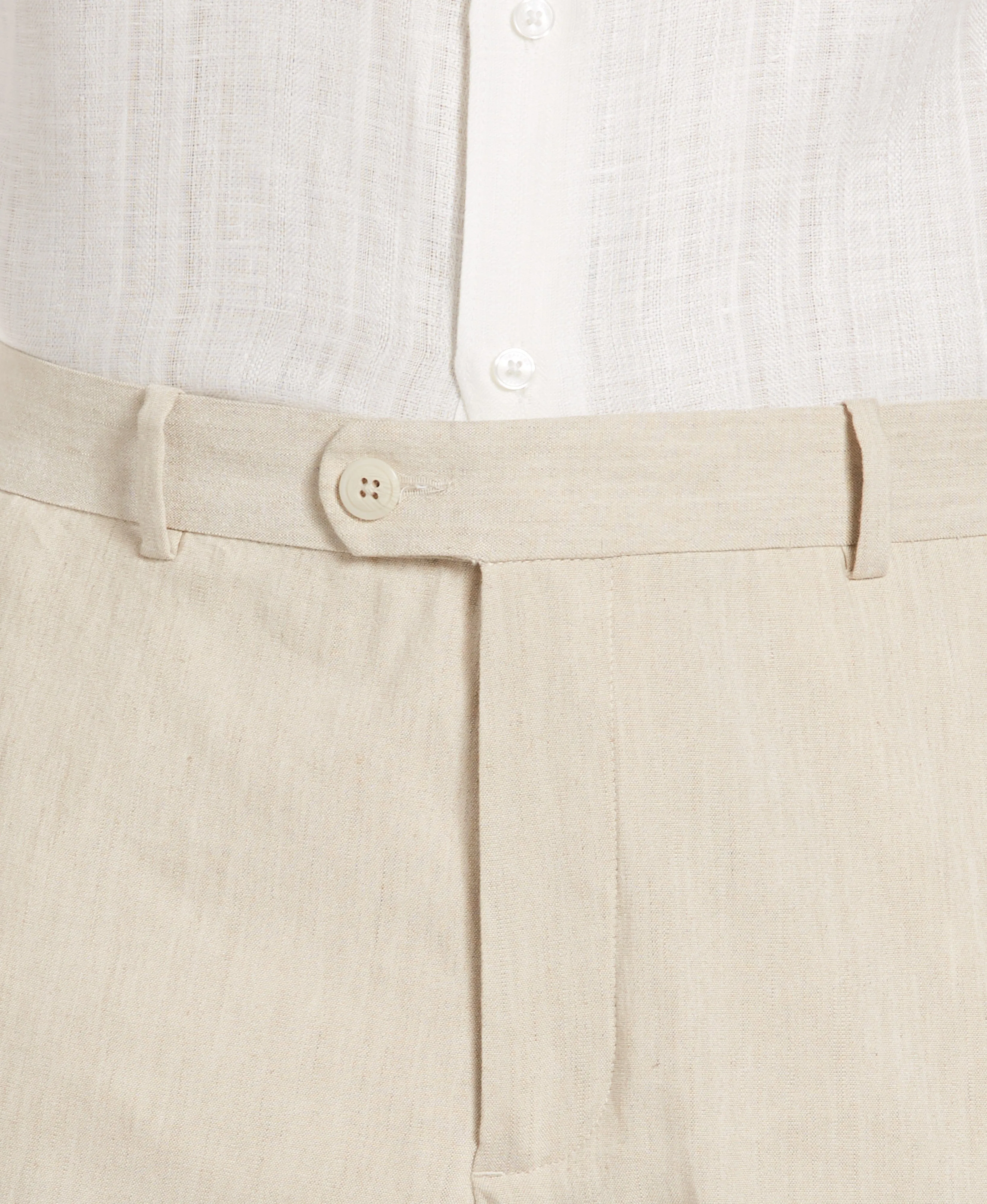 Linen-Blend Stretch Flat-Front Shorts