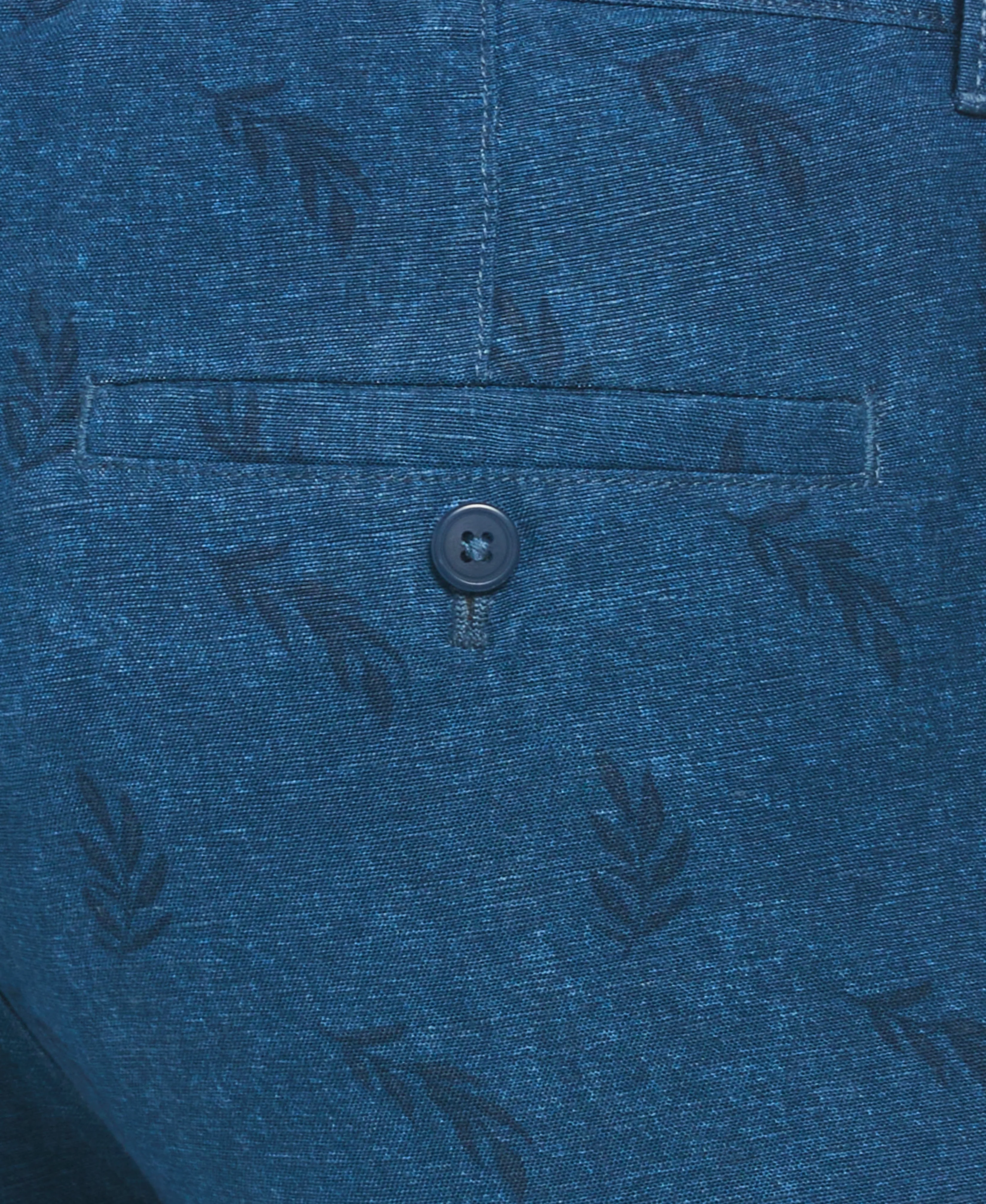 Linen Blend Tropical Leaf Print Short