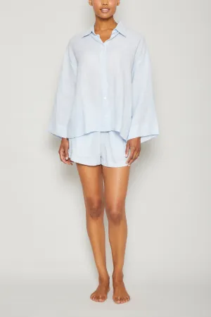Linen Boxing Short Set - Sky Blue