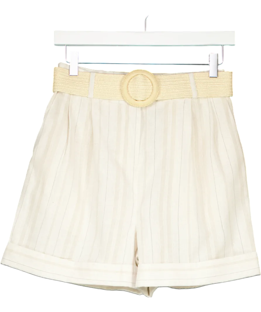 lipsy london Cream Linen Belted Shorts UK 8