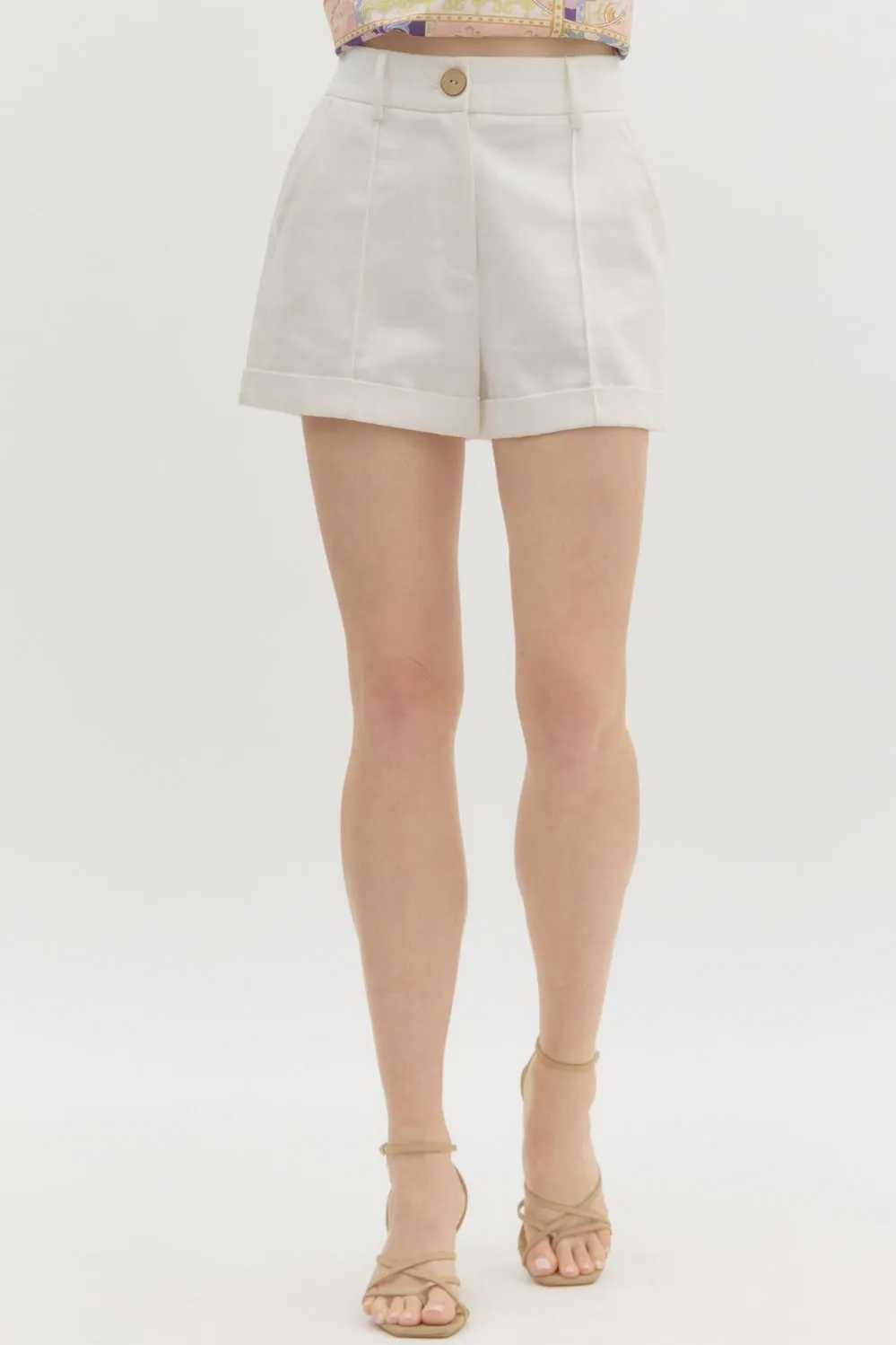 Luna High Waisted Cuffed Pintuck Short