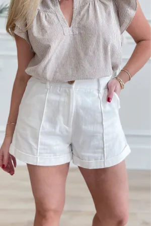Luna High Waisted Cuffed Pintuck Short