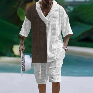 Men's Geometric Loop Print Shorts Set
