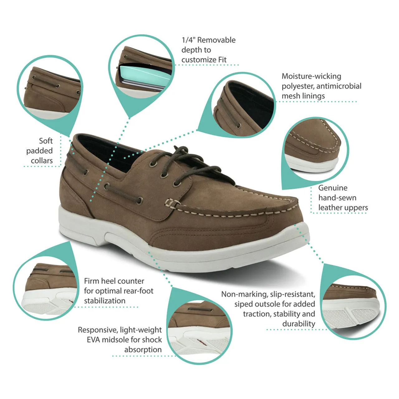 Men's Orthopedic Boat Shoe - Light Brown