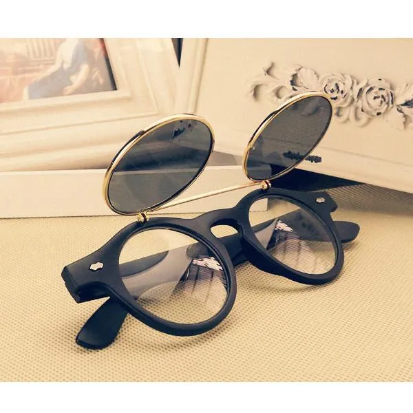 Men's Retro Double Flip Punk Sunglasses In 4 Styles