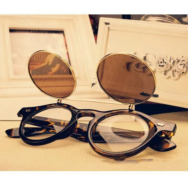 Men's Retro Double Flip Punk Sunglasses In 4 Styles