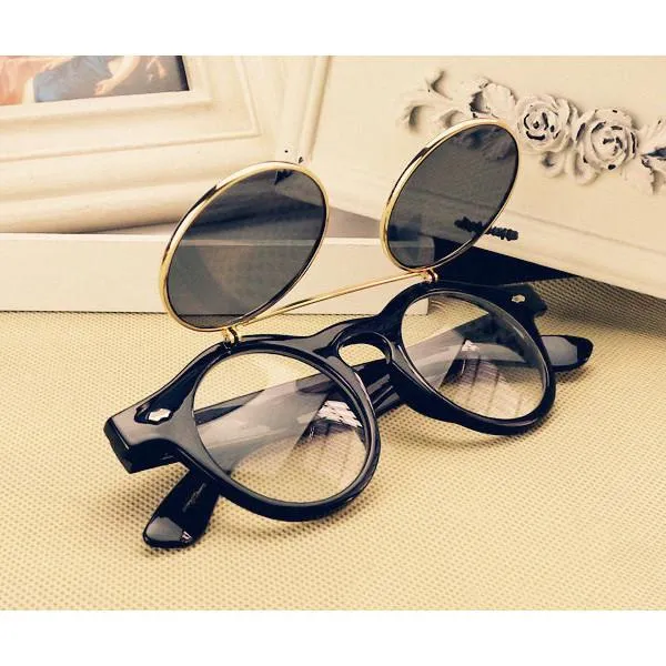 Men's Retro Double Flip Punk Sunglasses In 4 Styles