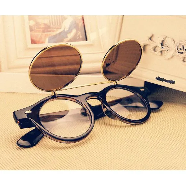 Men's Retro Double Flip Punk Sunglasses In 4 Styles