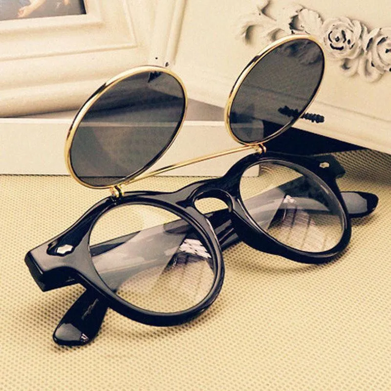 Men's Retro Double Flip Punk Sunglasses In 4 Styles