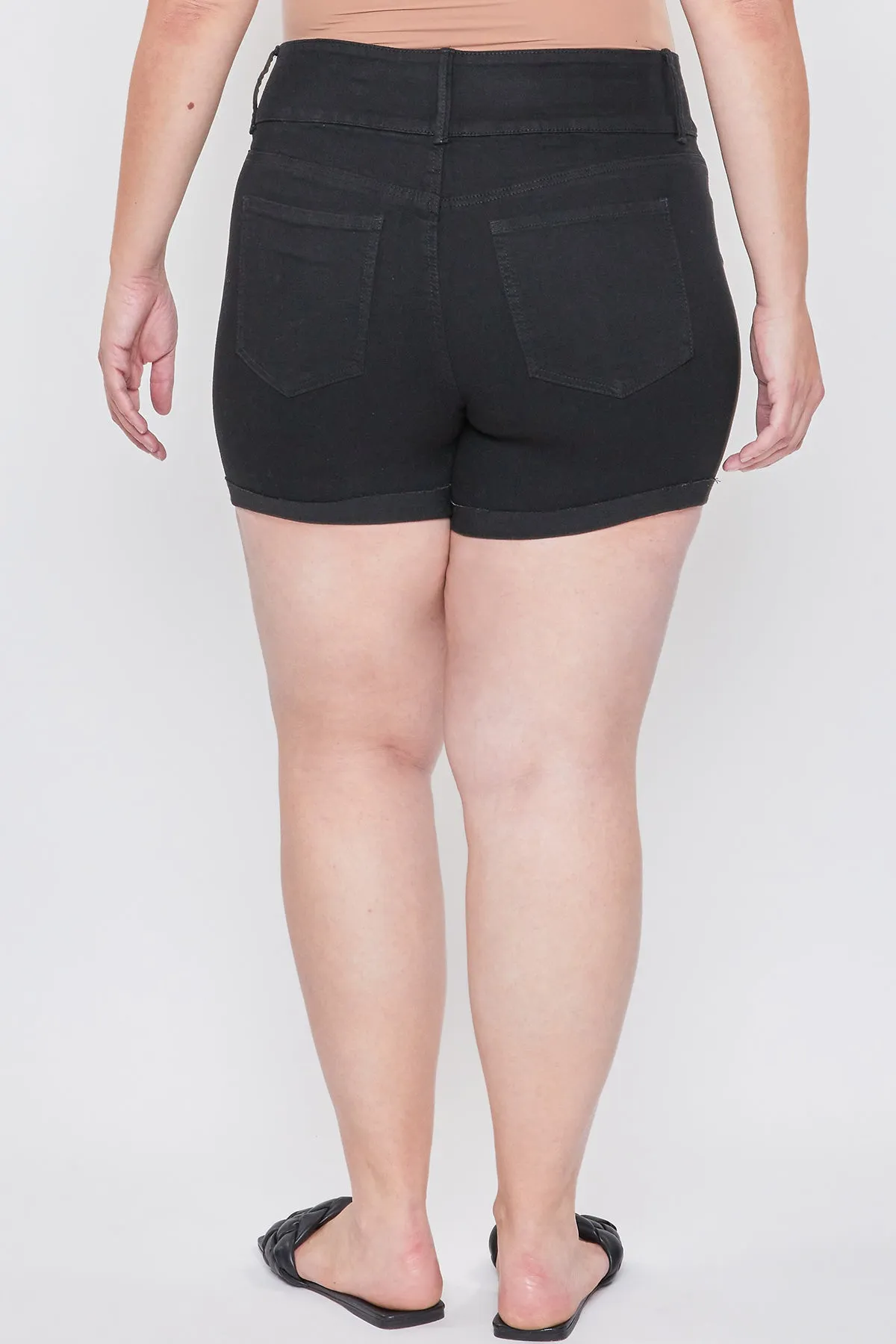 Missy Plus Women’s Plus Basic 3-Button Fray Cuff Shorts, Pack of 12