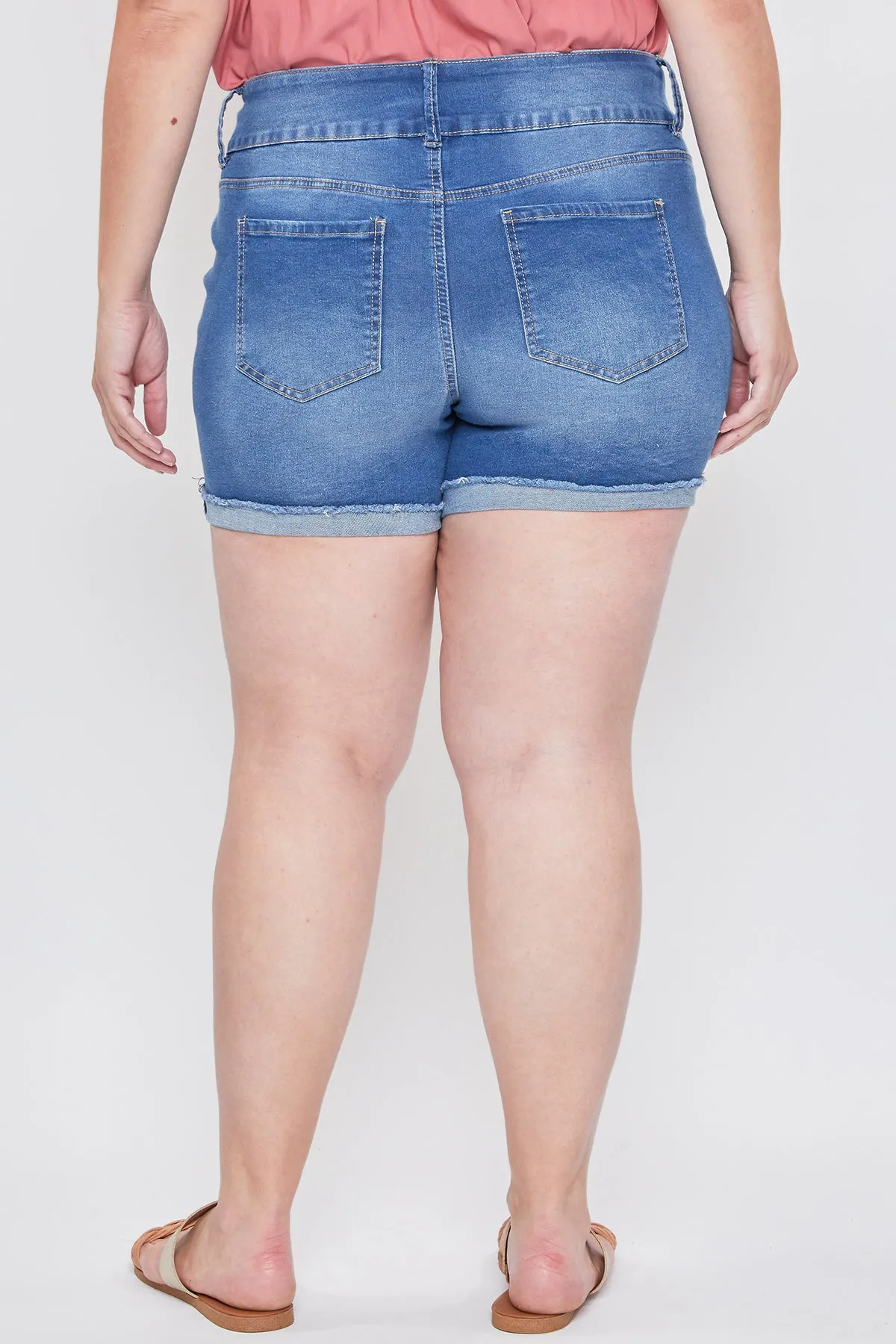 Missy Plus Women’s Plus Basic 3-Button Fray Cuff Shorts, Pack of 12