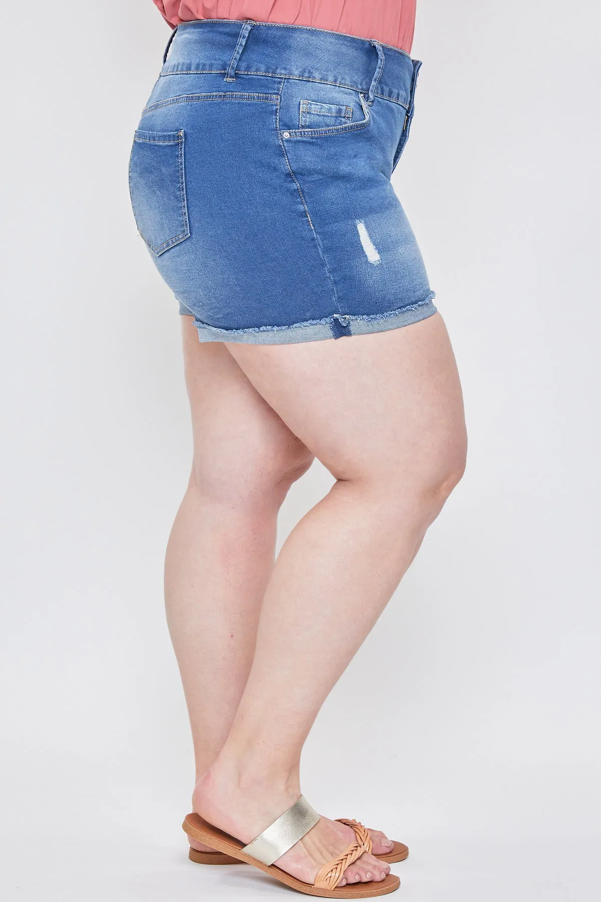 Missy Plus Women’s Plus Basic 3-Button Fray Cuff Shorts, Pack of 12