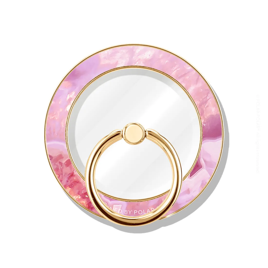 Misty Rose Coral - Golden MagSafe Phone Grip and Ring Holder Stand