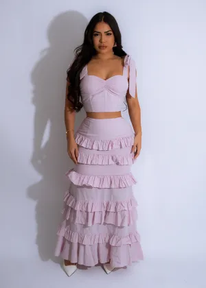 Moonlit Ruffle Ensemble Skirt Set Pink