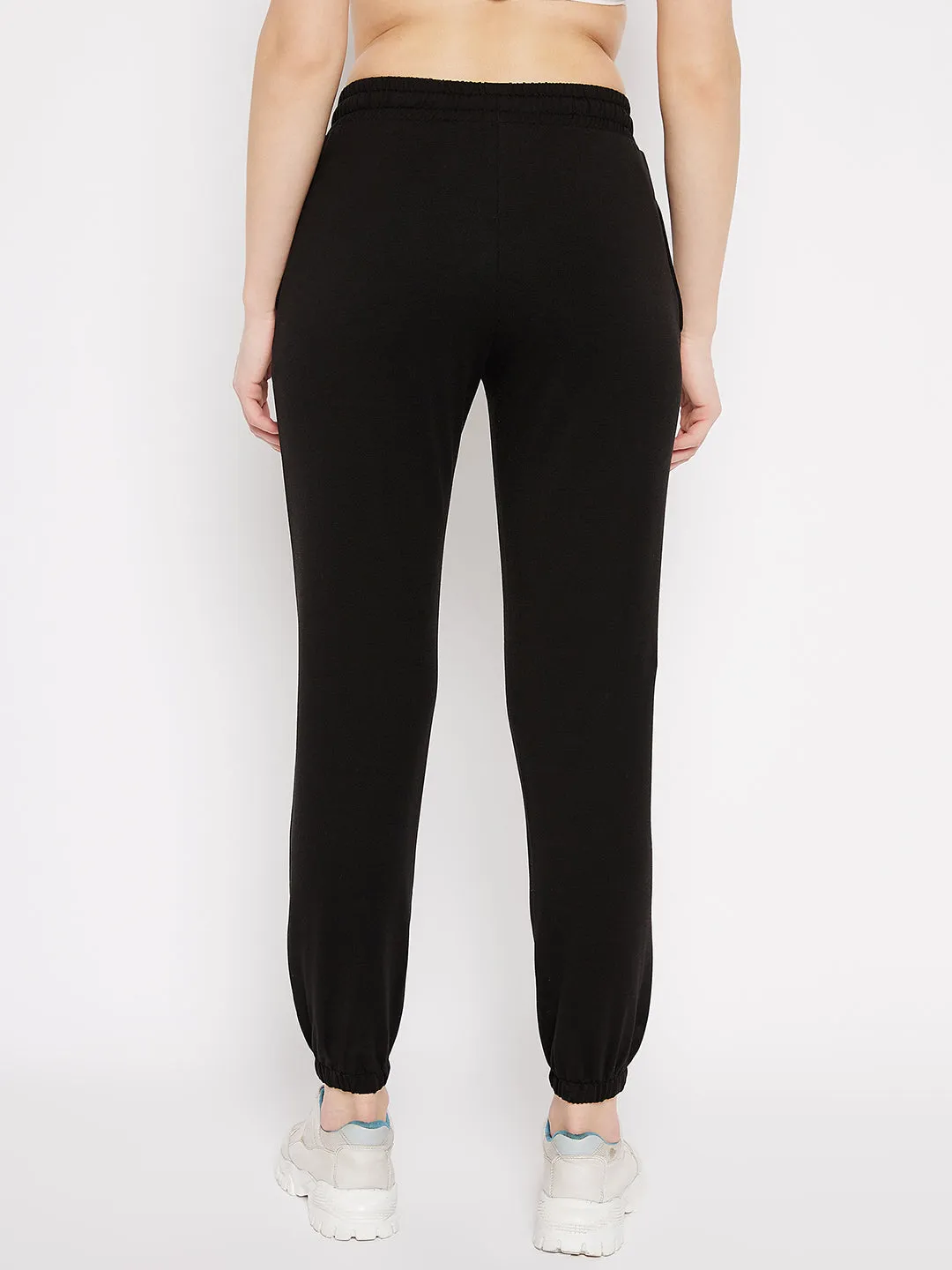 mSECRET Black Printed Mid-rise Cotton Trackpants