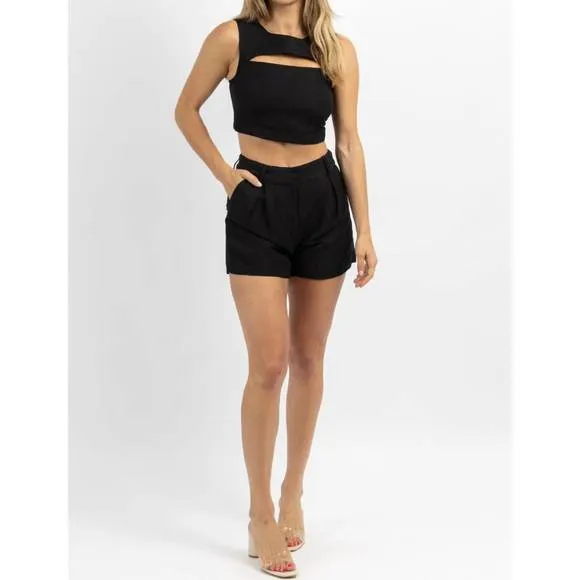NEW CRESCENT milly linen short set in midnight