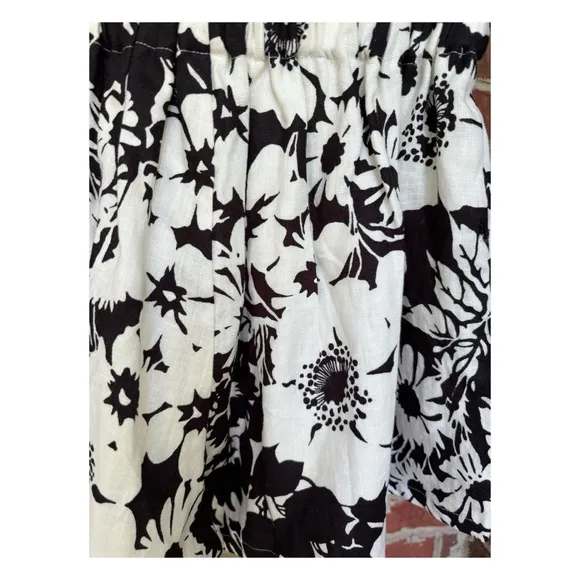 NWOT Anthropologie Faithful The Brand Floral Linen Shorts Black &amp; White Size 4