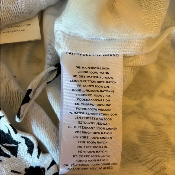 NWOT Anthropologie Faithful The Brand Floral Linen Shorts Black &amp; White Size 4