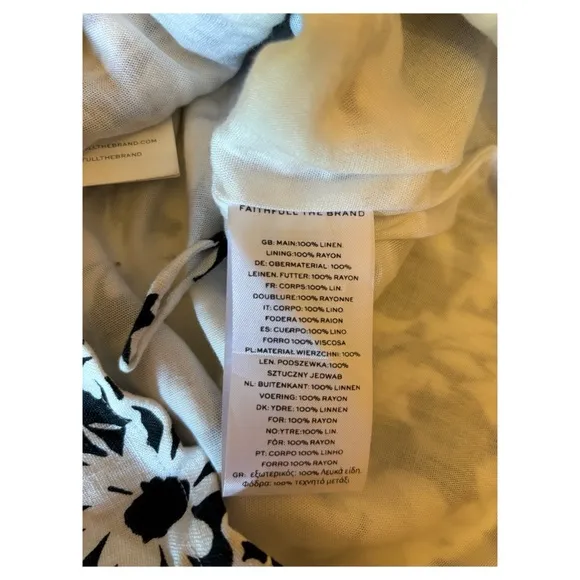 NWOT Anthropologie Faithful The Brand Floral Linen Shorts Black &amp; White Size 4