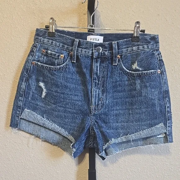 NWOT Pistola Kylee Relaxed High Rise Distressed Shorts Size 26