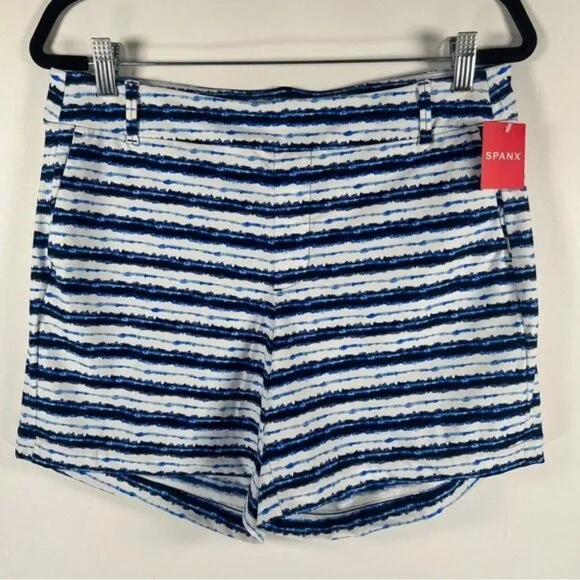 NWT SPANX Sunshine Shorts 6” Blue Painted Stripe 50213R LARGE