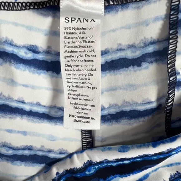 NWT SPANX Sunshine Shorts 6” Blue Painted Stripe 50213R LARGE