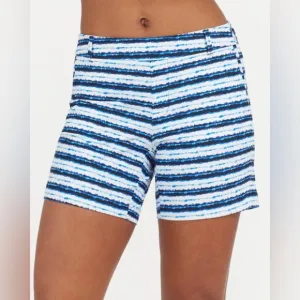 NWT SPANX Sunshine Shorts 6” Blue Painted Stripe 50213R LARGE