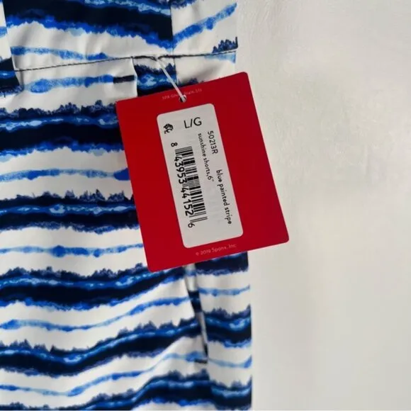 NWT SPANX Sunshine Shorts 6” Blue Painted Stripe 50213R LARGE