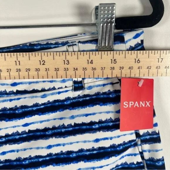 NWT SPANX Sunshine Shorts 6” Blue Painted Stripe 50213R LARGE
