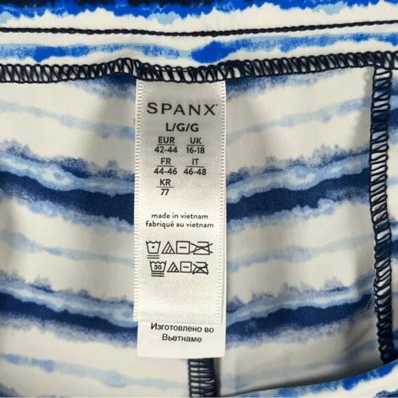 NWT SPANX Sunshine Shorts 6” Blue Painted Stripe 50213R LARGE