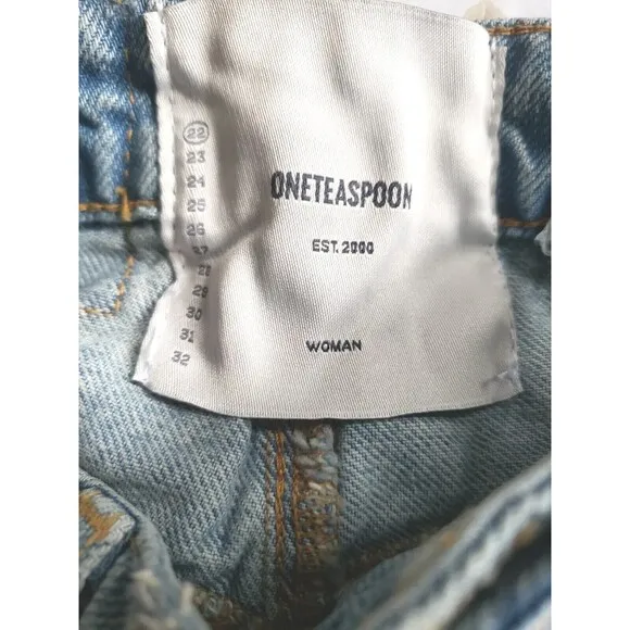 OneTeaspoon Denim Shorts Women's 22 Blue Kansas Streetwalker  Cuffed Nwt