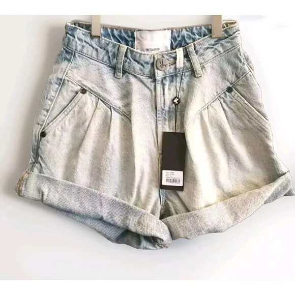 OneTeaspoon Denim Shorts Women's 22 Blue Kansas Streetwalker  Cuffed Nwt