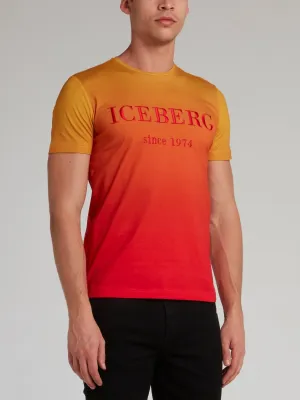 Orange Gradient Embroidered T-Shirt