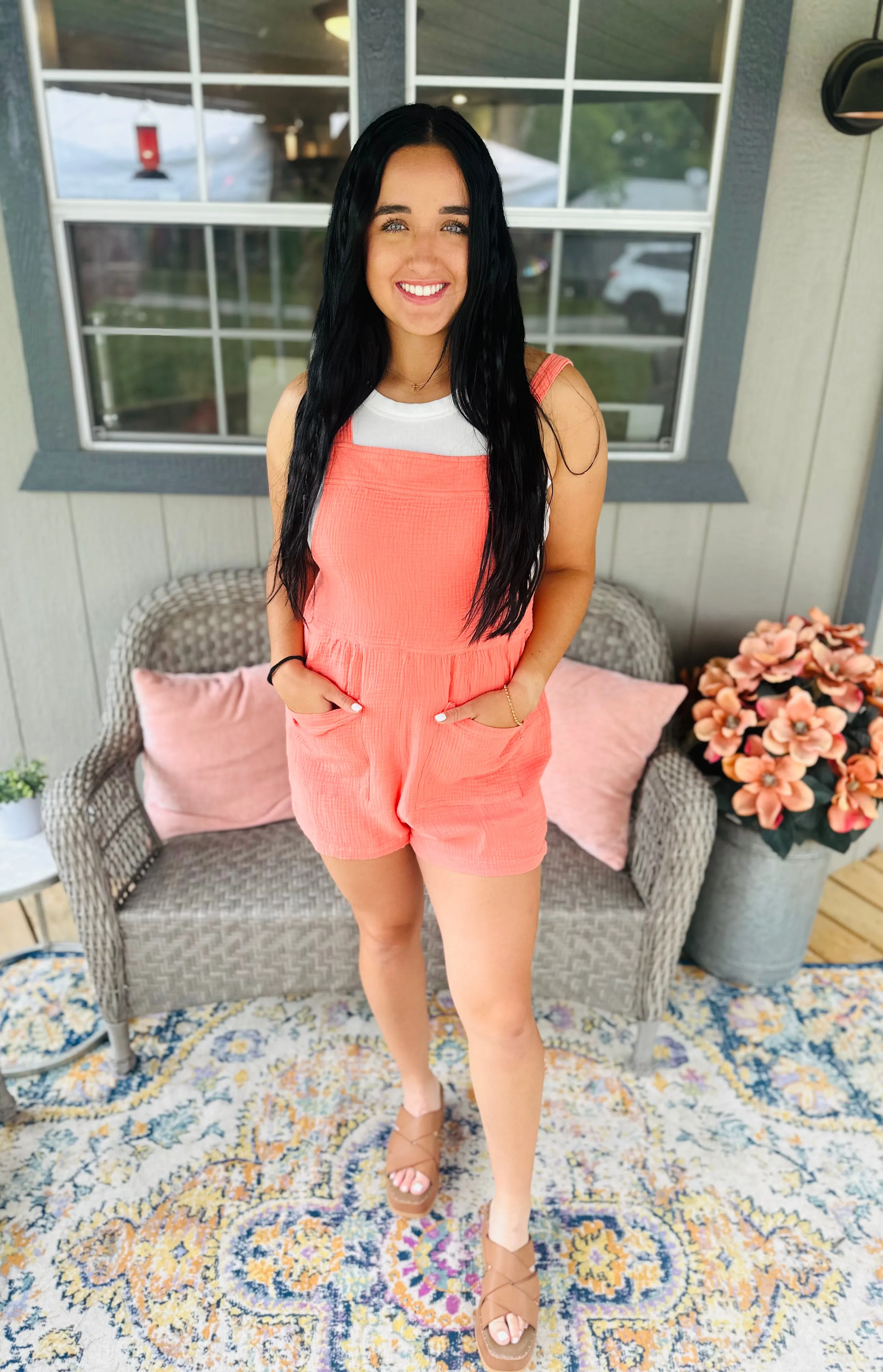 Peach Overall Jumper Shorts