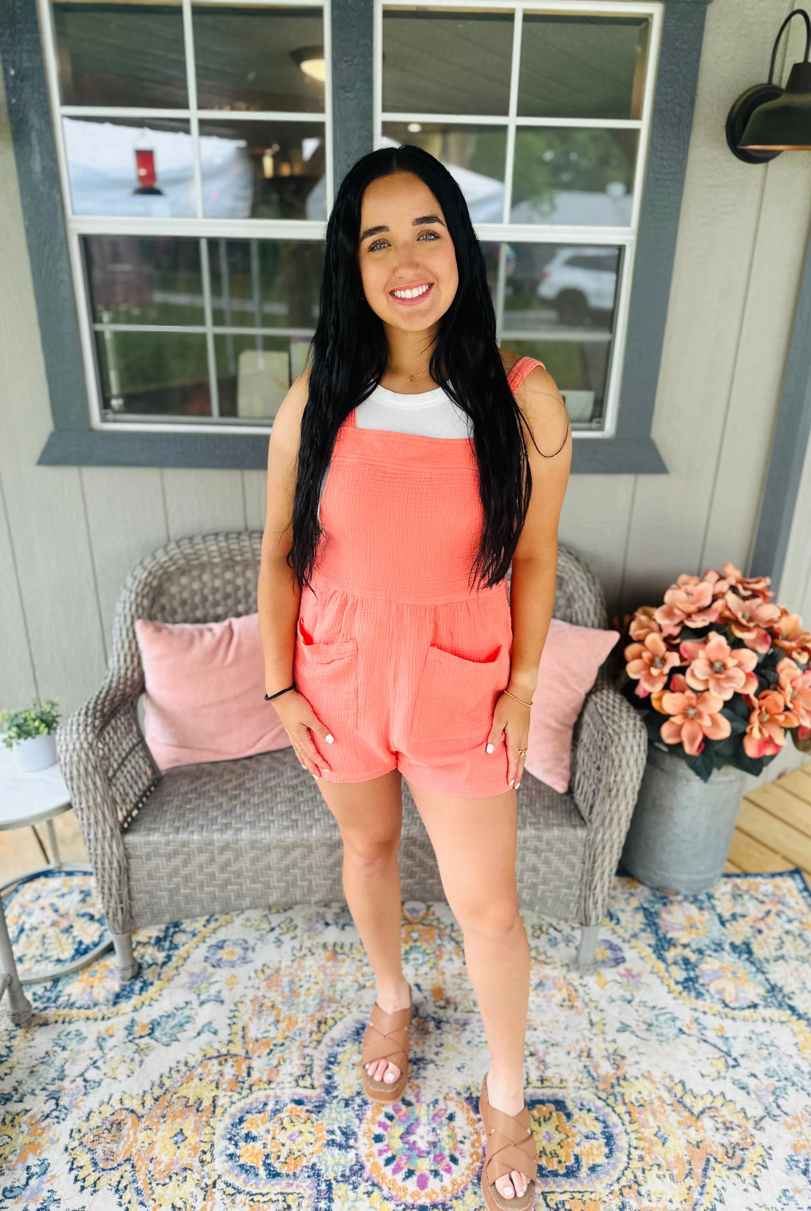 Peach Overall Jumper Shorts