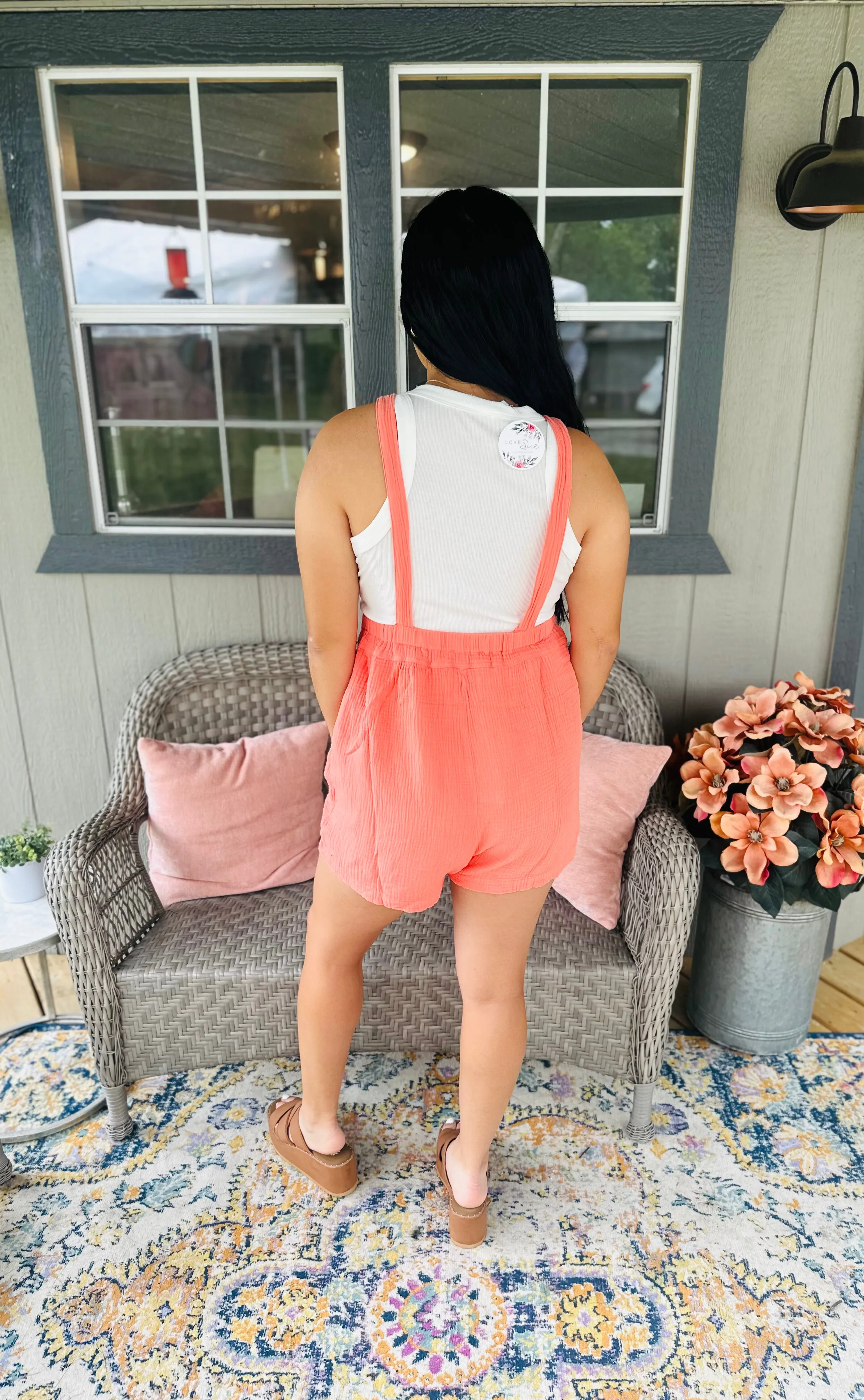 Peach Overall Jumper Shorts