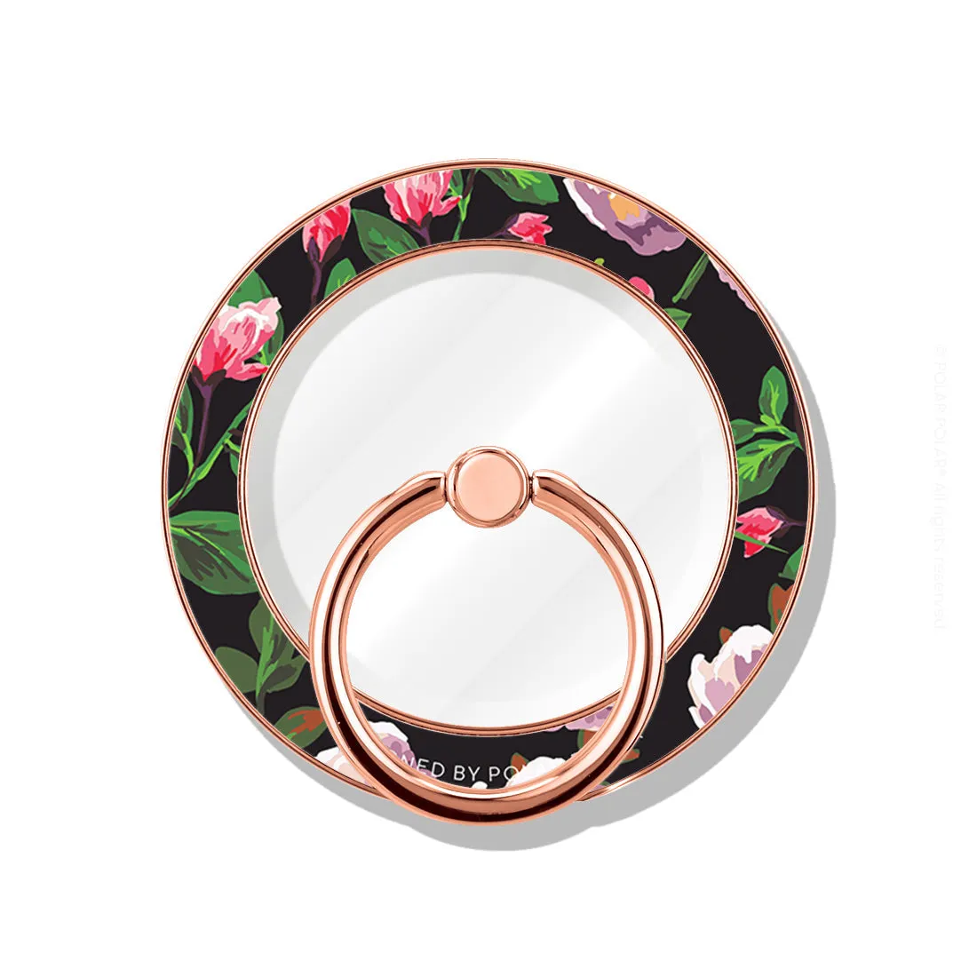 Purple Camellias - Rose Gold MagSafe Phone Grip and Ring Holder Stand