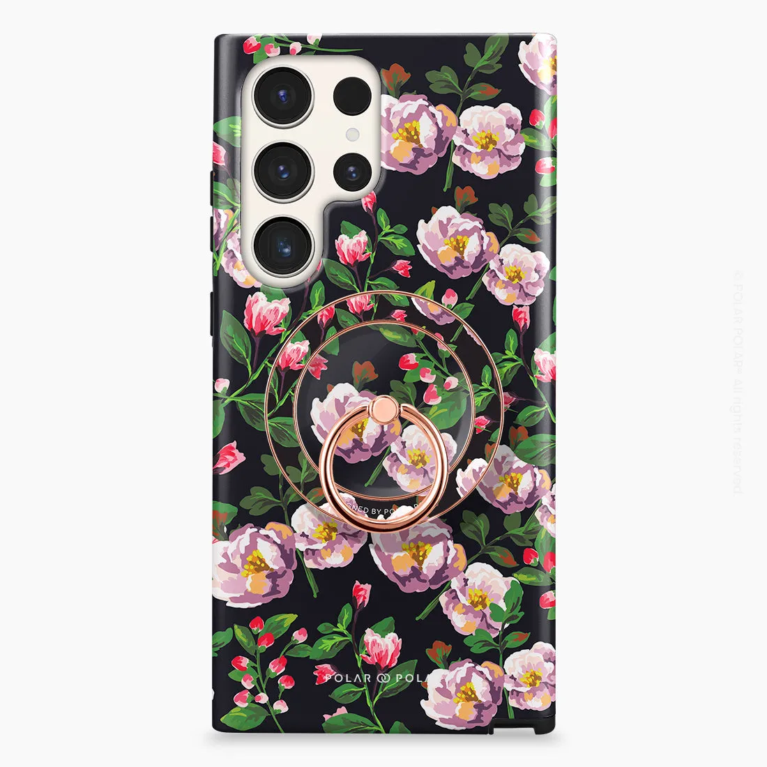 Purple Camellias - Rose Gold MagSafe Phone Grip and Ring Holder Stand