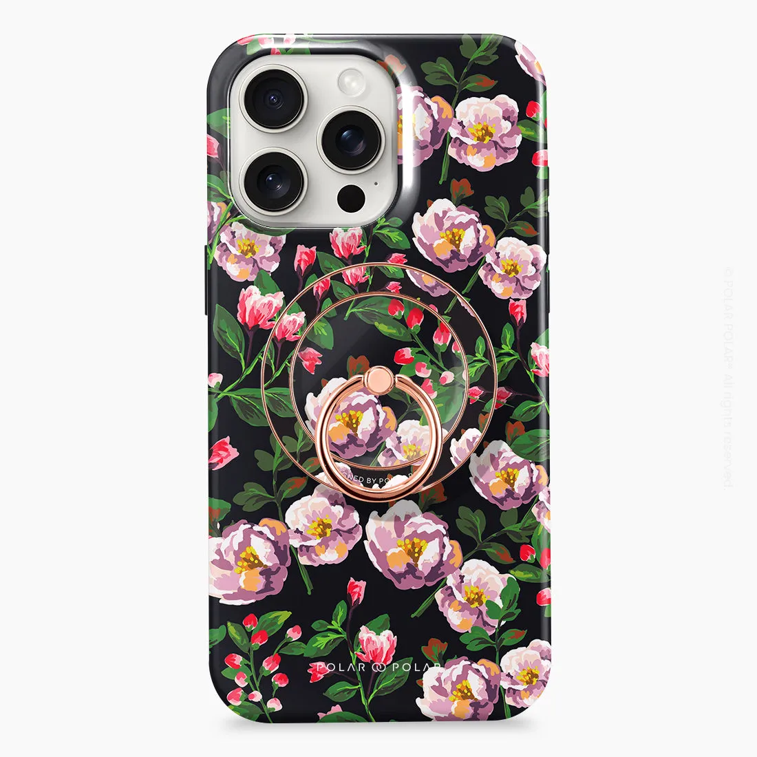 Purple Camellias - Rose Gold MagSafe Phone Grip and Ring Holder Stand