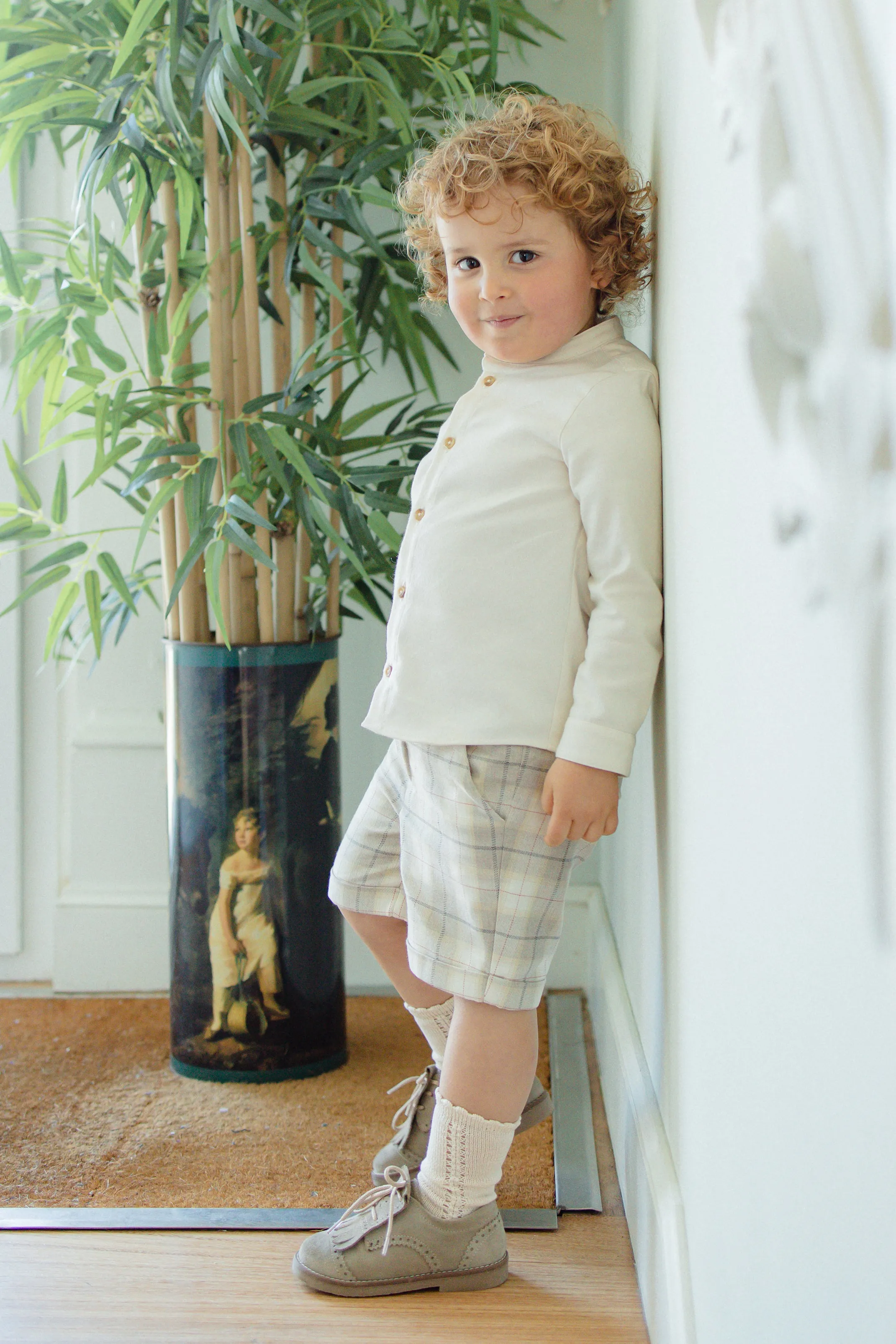 "Zayn" Shirt & Stone Tartan Shorts