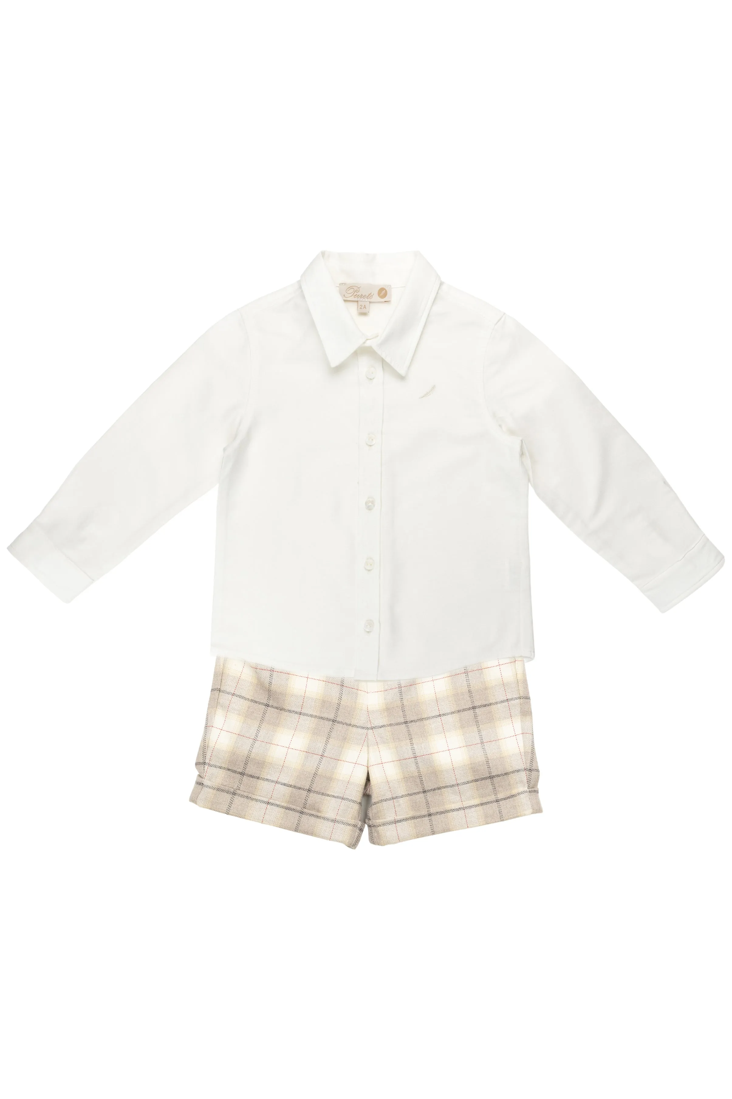 "Zayn" Shirt & Stone Tartan Shorts