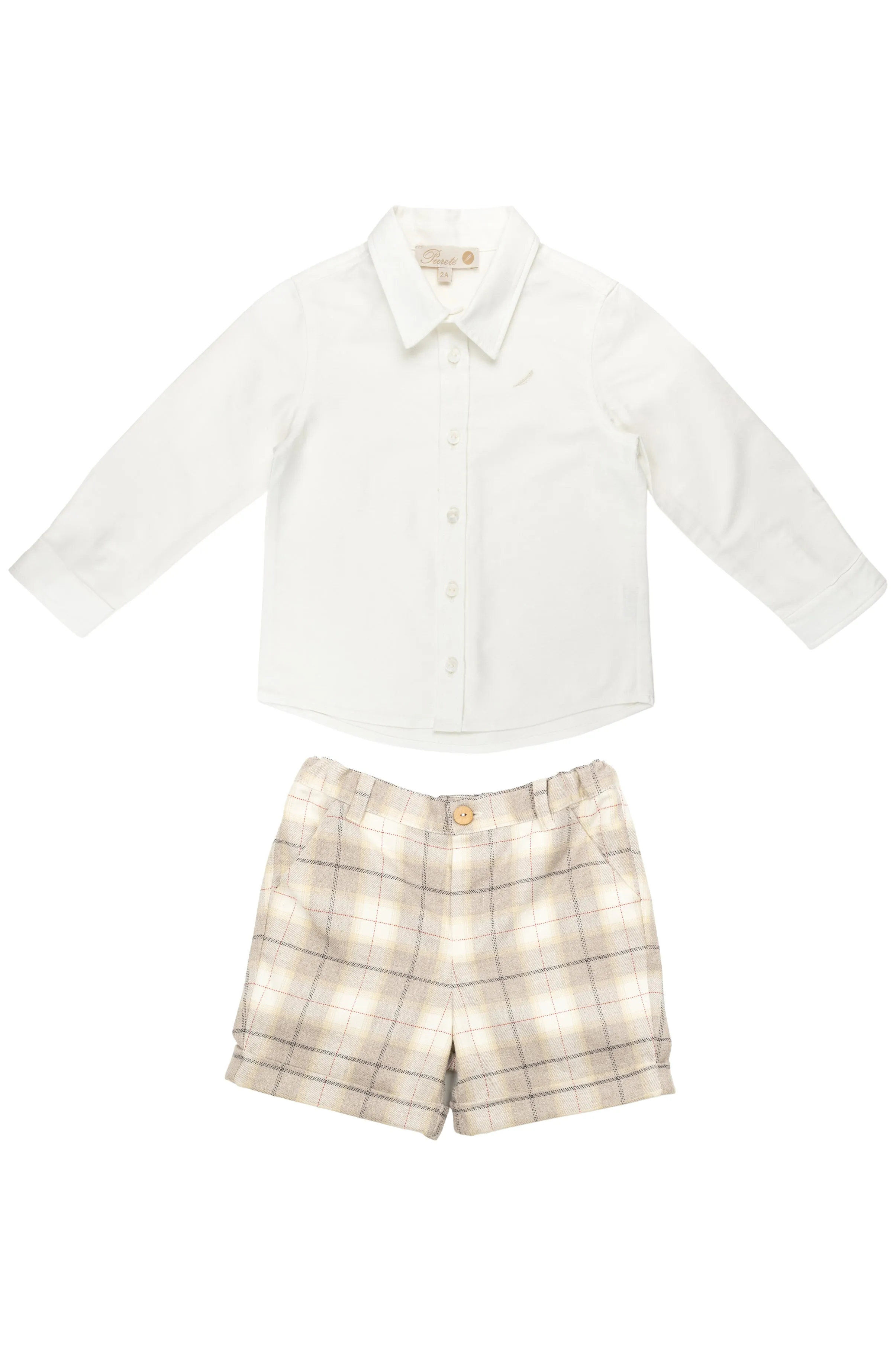 "Zayn" Shirt & Stone Tartan Shorts